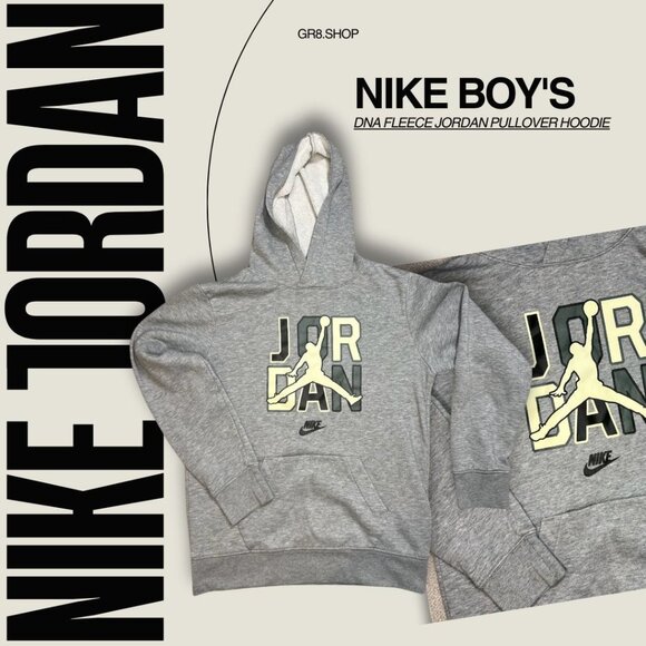 Nike Boys DNA Fleece Jordan Pullover Hoodie Size 14 Gray Cotton-Blend - Picture 1 of 5